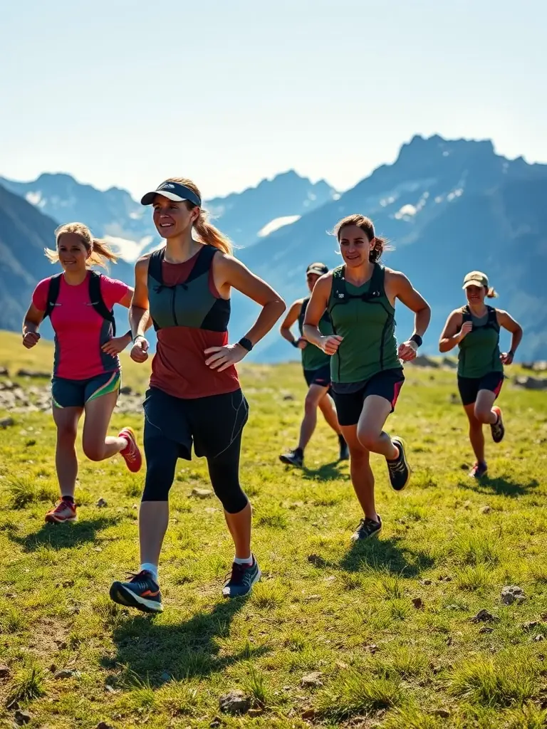 A photo of a running coach providing guidance to a group of runners on proper running form and technique.
