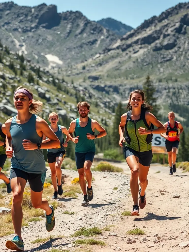 A group of people stretching and warming up before a run, emphasizing community and preparation.